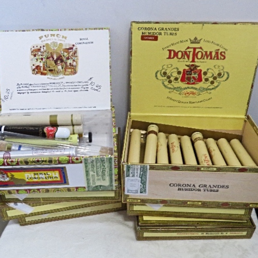 Large lot of Empty Cigar Boxes and Tubes